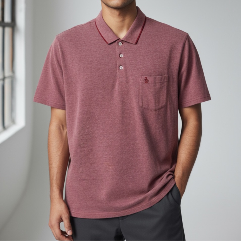 Original Penguin Brick Red Cotton Polo Shirt Men’s XL Short Sleeve